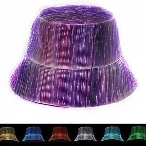 LED Bucket Hat with 7 Color Lights and 4 Flash Modes, USB Rechargeable Glow in the Dark Party Cap Led Hats for Edm Festivals, Great Gift Idea, Party Event Props