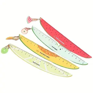 Cartoon Fruit Design Ruler, 4 Counts/set Creative Cute Design Ruler, Measuring Tool for Students & Office Use