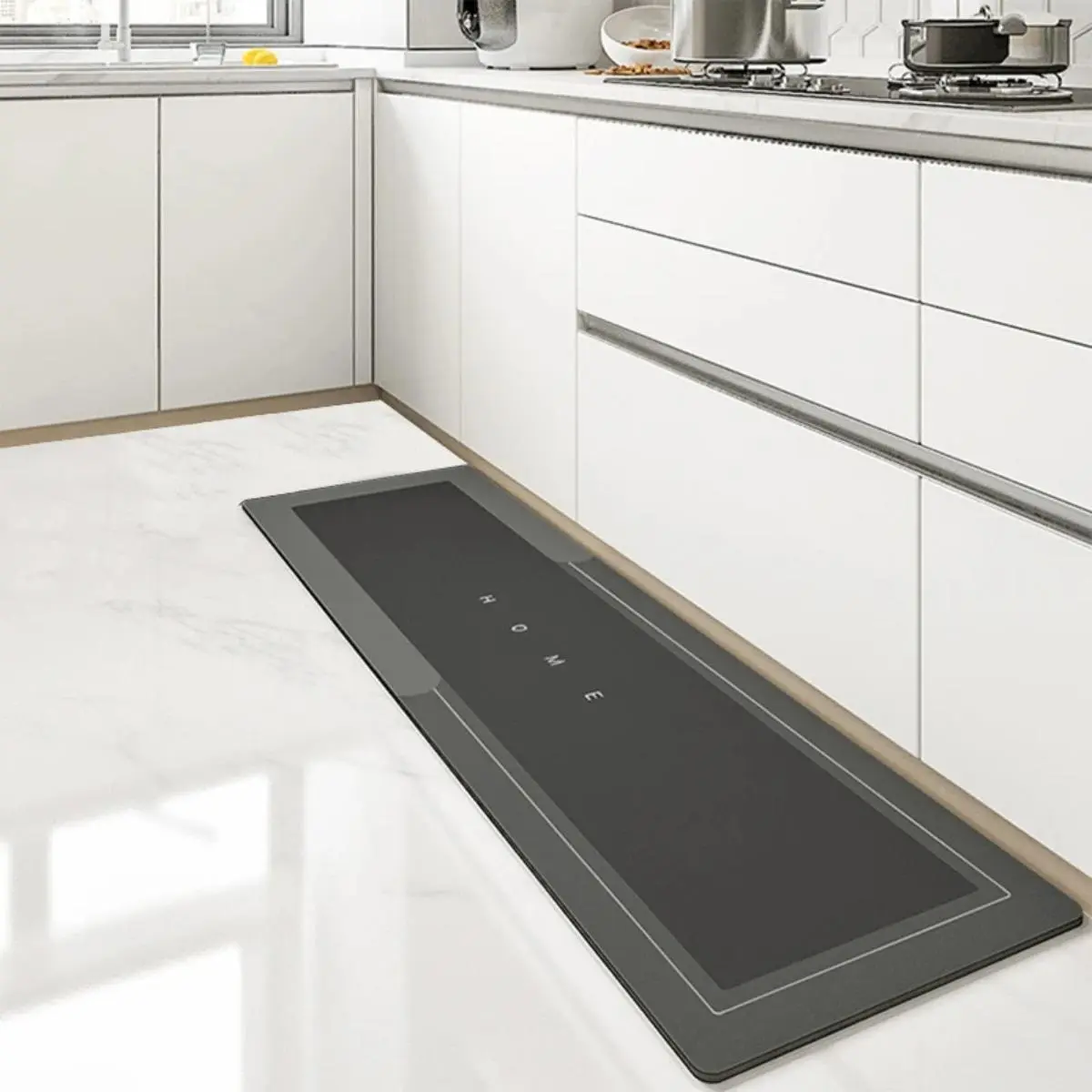 Premium Minimalist Diatomaceous Earth Bath Mat - Non-Slip, Super Water-Absorbent, Quick-Drying, Drip-Resistant Modern Rectangular Hygienic Mat for Bathroom, Laundry Room (Includes Brush), Diatomaceous Earth Mat
