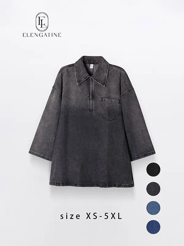 Elengatine Fall in love with effortless denim charm Elengatine oversized denim  dress, from XS to 5XL!