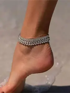 Ankle Bracelets For Women Waterproof Chunky Cuban Link Chain Ankle Bracelet Trendy Large Layer Anklet Set Jewelry Gift Jewellery Elegant Fashion Accessories anklet