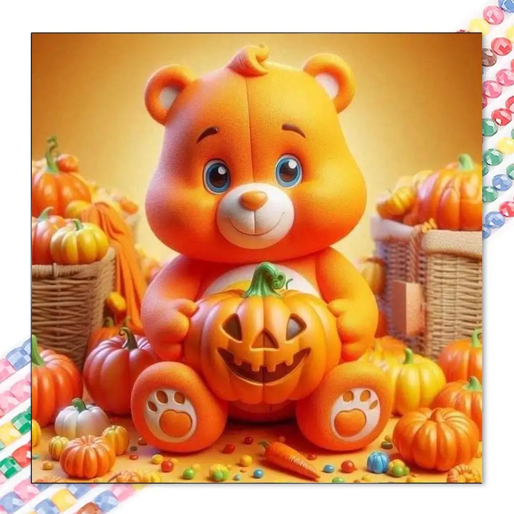 1pcs 5D DIY diamond painting kit, 5D diamond art set, DIY decoration, bear, pumpkin, smile diamond painting kit full round drill DIY, mosaic, diamond art, DIY art home decoration, suitable for Halloween and Christmas, Craft, Handicraft.