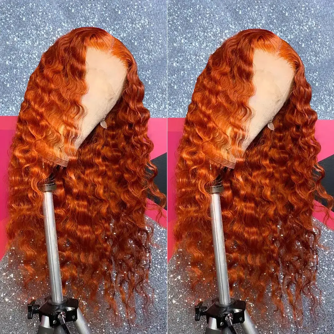 Bling Hair 30 32 Inch Deep Wave Frontal Wig Orange Ginger Lace Frontal Human Hair 13x4 13x6 Hd Transparent Lace Front Human Hair Wig For Women