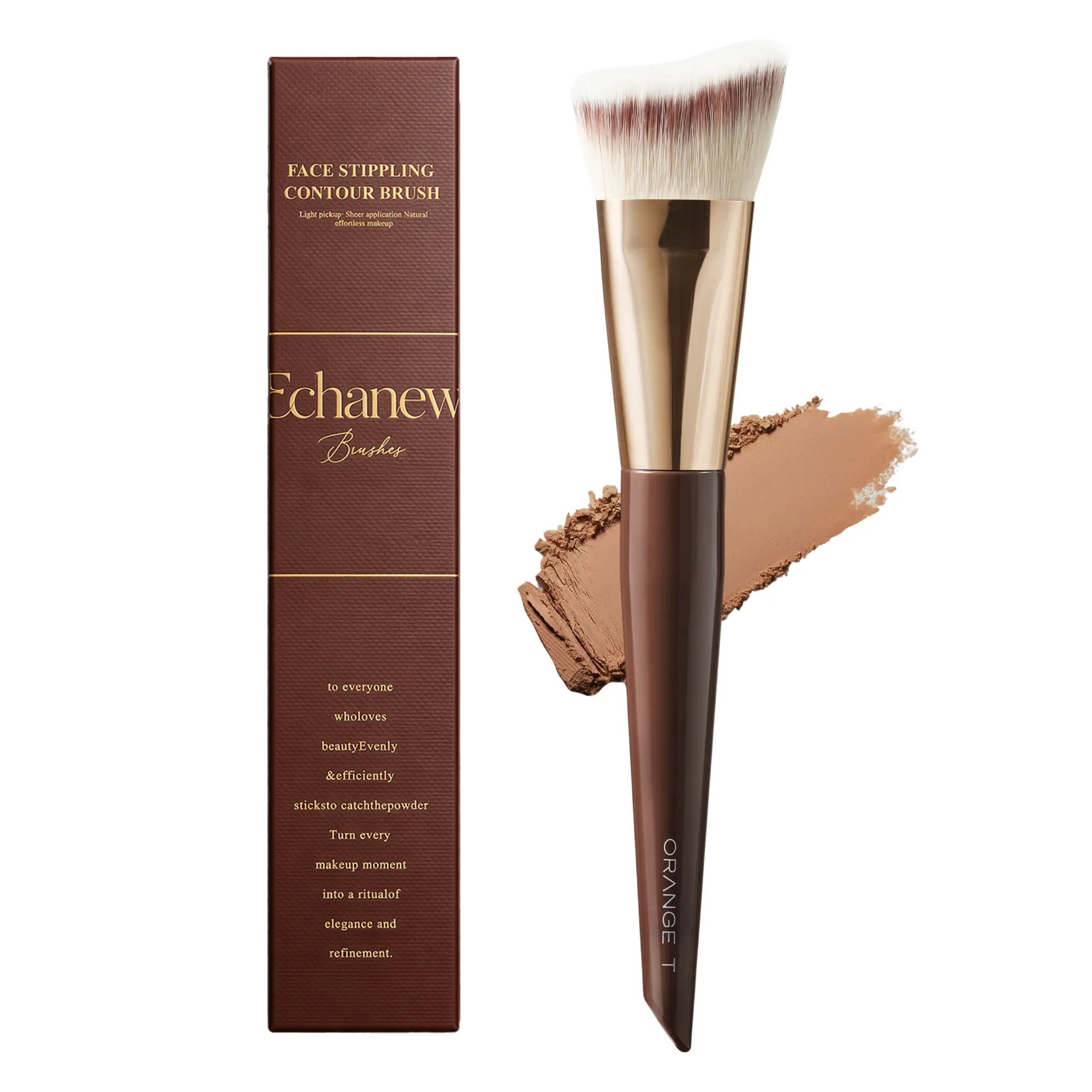 Echanew Professional Face Stippling Brush Angled Contour Makeup Brush for Precise Sculpting Seamless Blending Multi-Purpose Performance