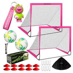 VavaCava4'x3'Size Portable Soccer Goals For Backyard Fun,2Soccer Nets,2Soccer Balls,Cute Keychain,Pump and Carry Bag,PopUp Design,Outdoor Games For Backyard,Beach,Park,Lawn,kids Soccer Training Equipment,Best Gift For Your kids,Football Accessories
