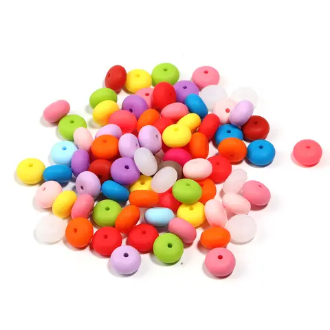 [B170] Round Mix Colors Silicone Bead Set - Bulk Beads for DIY Jewelry Making, Crafts, Color Play DIY Crafting Supplies - B170#Summervibes