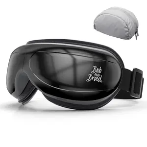 BOB AND BRAD Smart Eye Massager EyeOasis 2 - Adjustable Heated Eye Massager Comfort with Compression Music Therapy Relief for Migraines Relaxation, Pressure Reduce Dry Eye Improve Sleep,Olympic trials Massaging with Storage,Ideal Gifts for  Relieve  Black