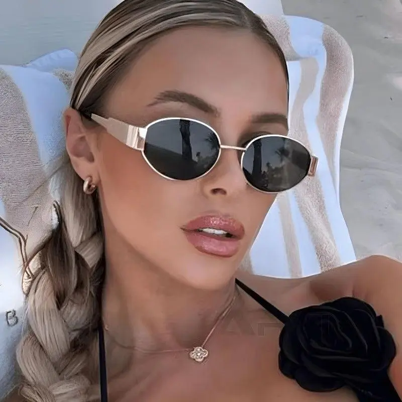 Shadz Women's Oval Retro London Anti-UV Sunglasses - Metal Frames, 100% UV Protection, Full Sun Cover, Tinted Lenses, Modern Vintage Style, Fashion Eyewear Accessories, Anti-Uv Women's Sunglasses