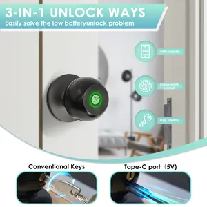 Valentine's Day Gift Smart Fingerprint Door Lock 3-in-1 with TUYA App Control & 5S Auto-Lock Rechargeable Battery for Rooms Offices Apartments Warehouses Garages Black Friday Gift