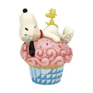 Peanuts by Jim Shore Snoopy Laying on Cupcake Figurine 5"H
