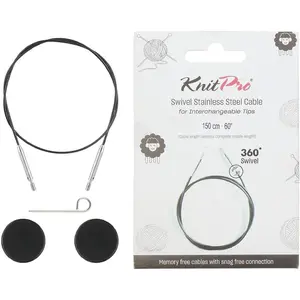 360° Nylon Coated Stainless Steel Black Silver Swivel Cable | 50"/ 126cm (to Make 60"/ 150cm IC Needle