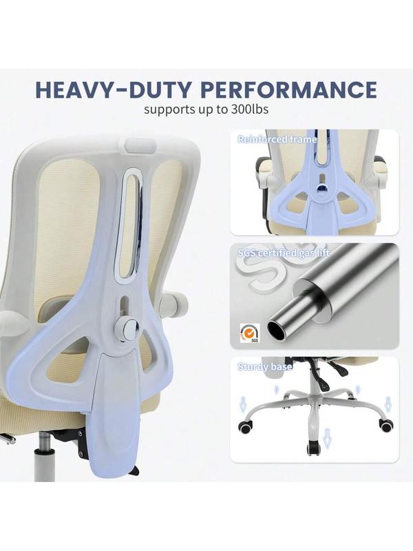 Beige - Ergonomic Mesh Office Chair - Home Desk Chair With Footrest , High-Back Computer Gaming Chair With Headrest Adjustable Lumbar Support, Rolling Swivel Task Chairs For Home, Office