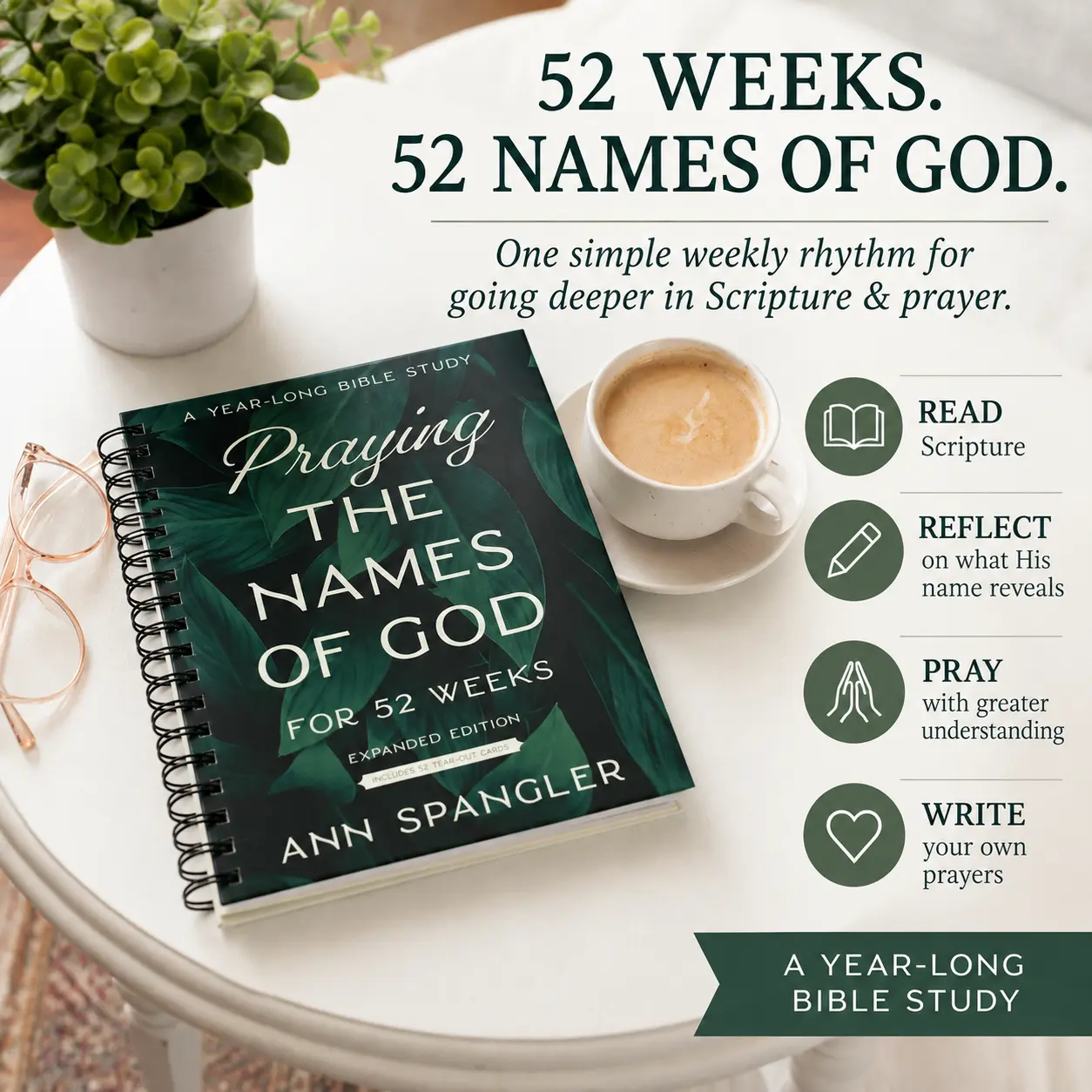Praying the Names of God for 52 Weeks with Bonus Tear-Out Cards: A Year-Long Bible Study