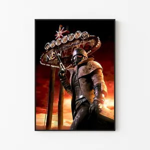[New Gaming Decor - Sale Up To 40%] [Unframe] Fallout Wasteland Guardian of New Vegas Poster, Post-Apocalyptic RPG Wall Art, Desert Warrior Artwork, Gamer Room Decor, Fallout Fan Gift