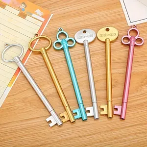 Vintage Creative Key Shaped Gel Pens Set, 3/6 Pieces, Cute Writing Pens, School Stationery Kit, Neutral Design, Perfect for Students