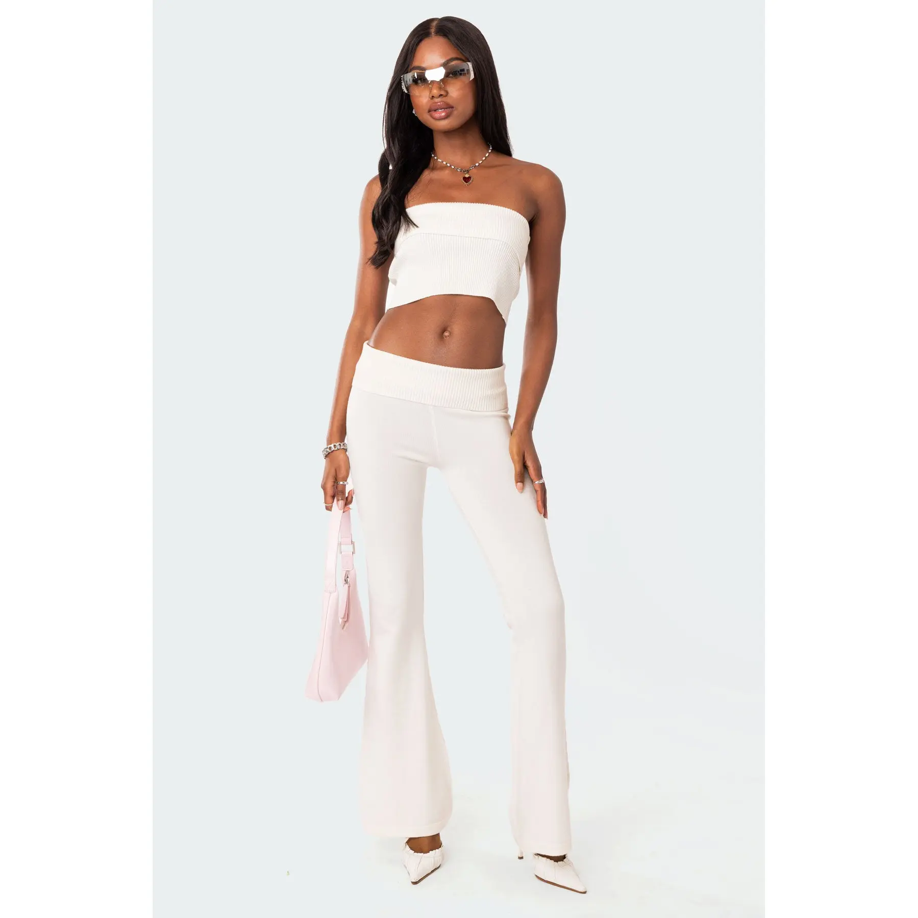 Desiree Knitted Low Rise Fold Over Pants