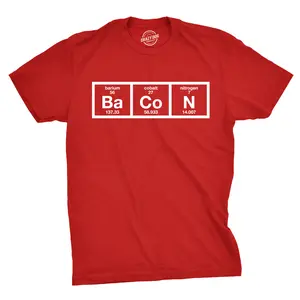 Mens The Chemistry Of Bacon T Shirt Funny Nerdy Graphic Periodic Table Science Mens Funny T Shirts Cool Vintage Fashion T-Shirt Gift Classic Menswear Food Apparel for Men Funny Science Short Sleeve Novelty Tees