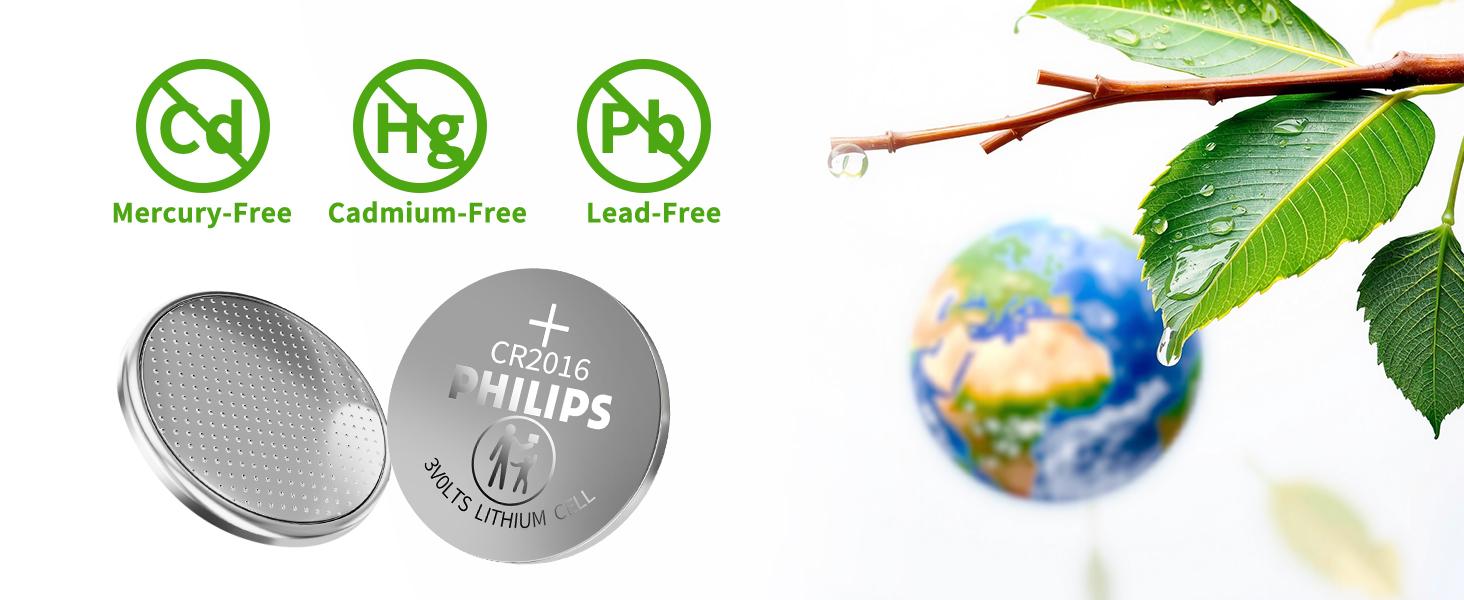 Philips CR2016 3V Lithium Coin Battery (5-Pack) - CR2016 Battery for Slim Remotes, Electronic Tags, Mini Devices