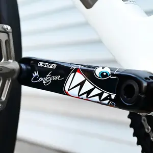 2PCS/SET Cool Wild Shark Mouth Logo Sticker - For bicycle parts, backpacks, notebooks. Full of cool and playful cycling vibe, add wild personalized logo (shark mouth + crown text elements). A favorite decor for cycling trendy style lovers!