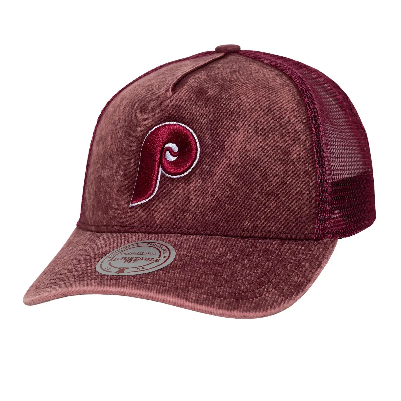 Philadelphia Phillies Burgundy Cooperstown Gameday Trucker Adjustable Hat MLB Throwback Cap Fan Gear Mitchell & Ness