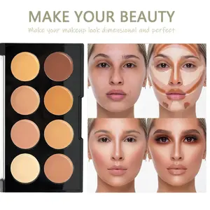 8 Color Contour Concealer Palette, Full Coverage Waterproof Sweatproof Long-lasting Brightening Multi-functional Concealer Face Makeup