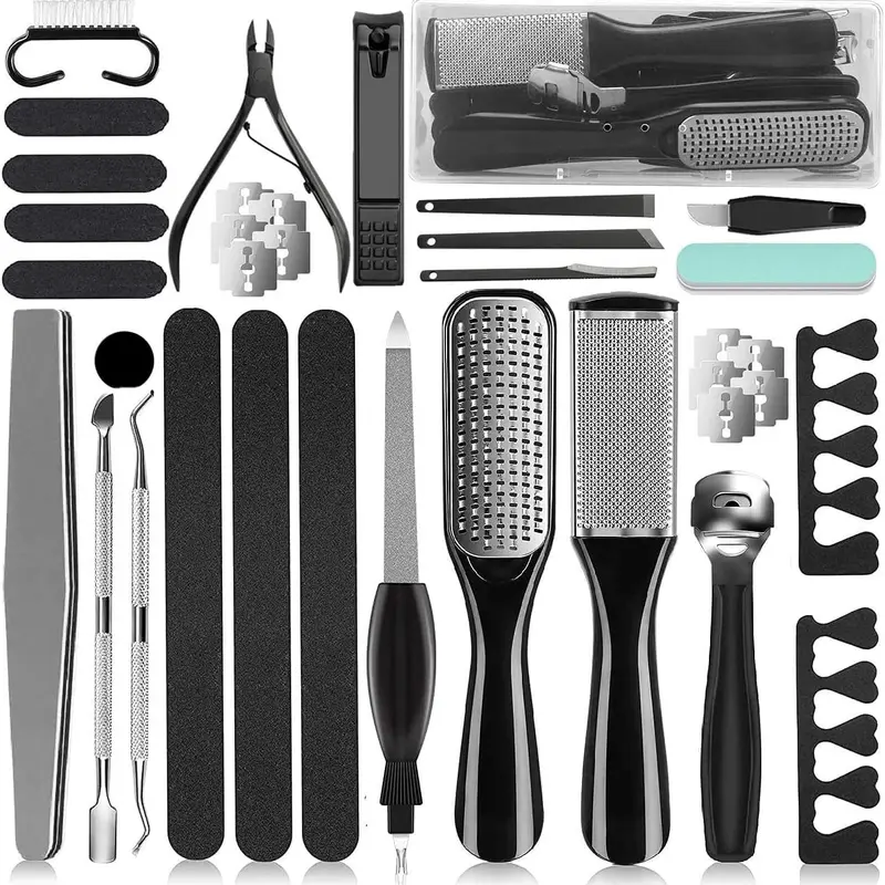 Unisex 36-in-1 Stainless Steel Manicure Pedicure Kit - Exfoliating Foot File, Callus Remover, Nail Care, Cuticle Tools for Home, Salon Beauty Personal Care