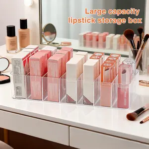 Transparent Acrylic Lipstick Organizer Box, Cosmetic Organizer, Multi-Compartment Makeup Storage Rack, Modern Dressing Table Divider, Desktop Display Holder