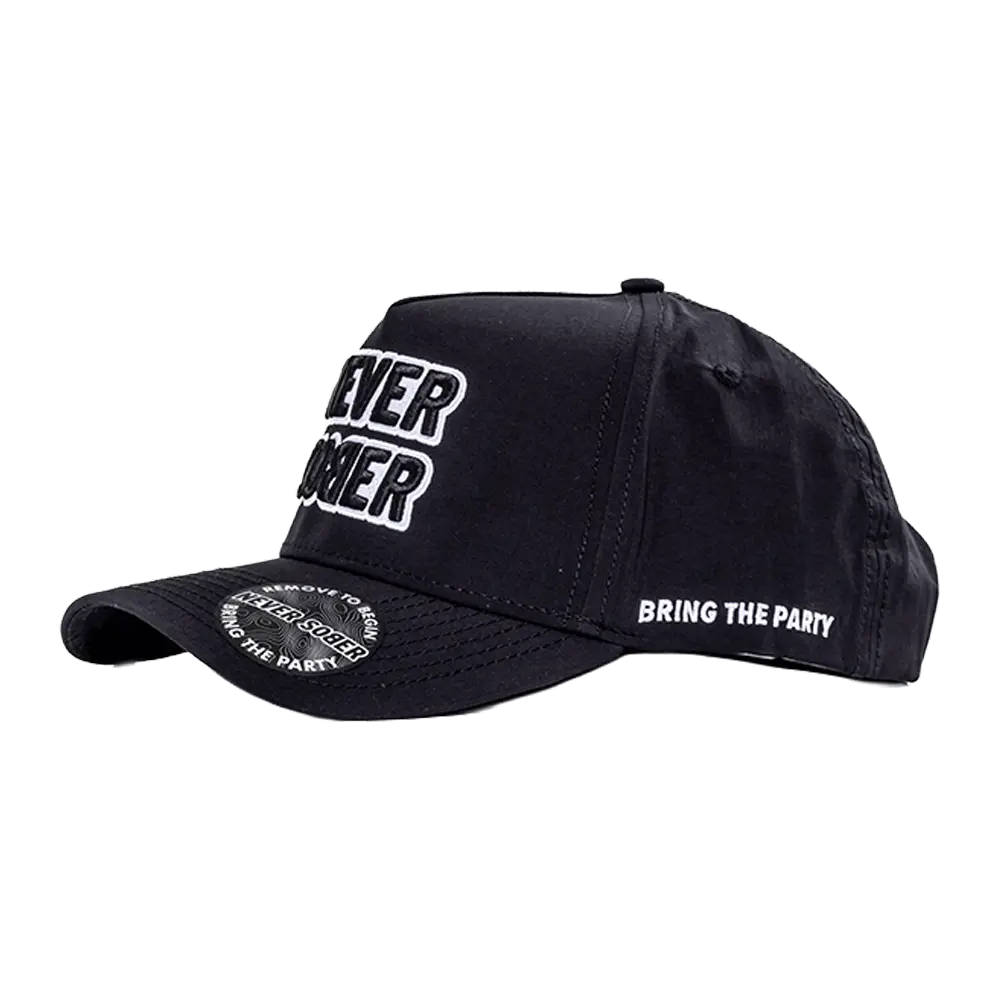 Never Sober Hangover Shield Hat - Curved Brim Snapback, Hidden Pocket