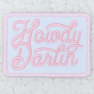 Howdy Darlin PINK Embroidered HAT/POCKET Patch