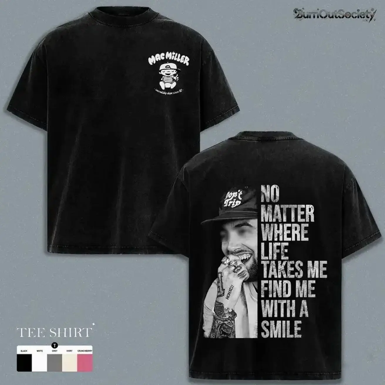 Mac Miller Tiny Desk Concert 2 Sides, Black & White Music Graphic Sweatshirt with Front & Back Print, Hip Hop Streetwear Pullover, Unisex, Full Color, Full Size, Gift For Fans ZHP