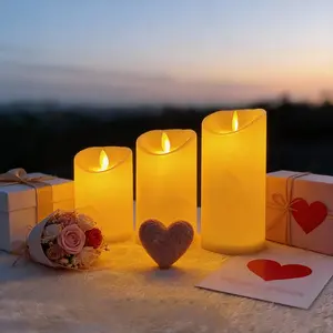 3-pack of simulated LED flameless candles - home decor LED candles, large, medium, and small warm-toned candles, suitable for family dinners, weddings, holidays, Valentine's Day gifts, flameless candles, romantic ambient lighting, decorative lighting.