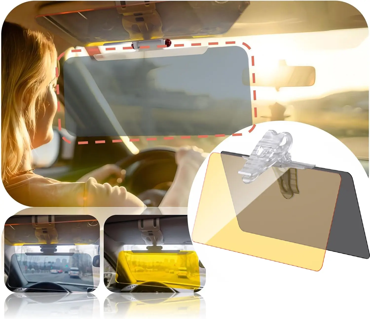 Sun Visor Extender,Car Sun Visor 2 in 1 for Day and Night Anti-Glare, Anti Dazzle and Anti UV HD Automobile Windshield Visor