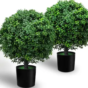 Artificial Topiary Boxwood Ball Trees (Set of Two) – Lifelike, UV-Resistant Decor for Indoor & Outdoor Use – Enhance Your Space with Vibrant Greenery
