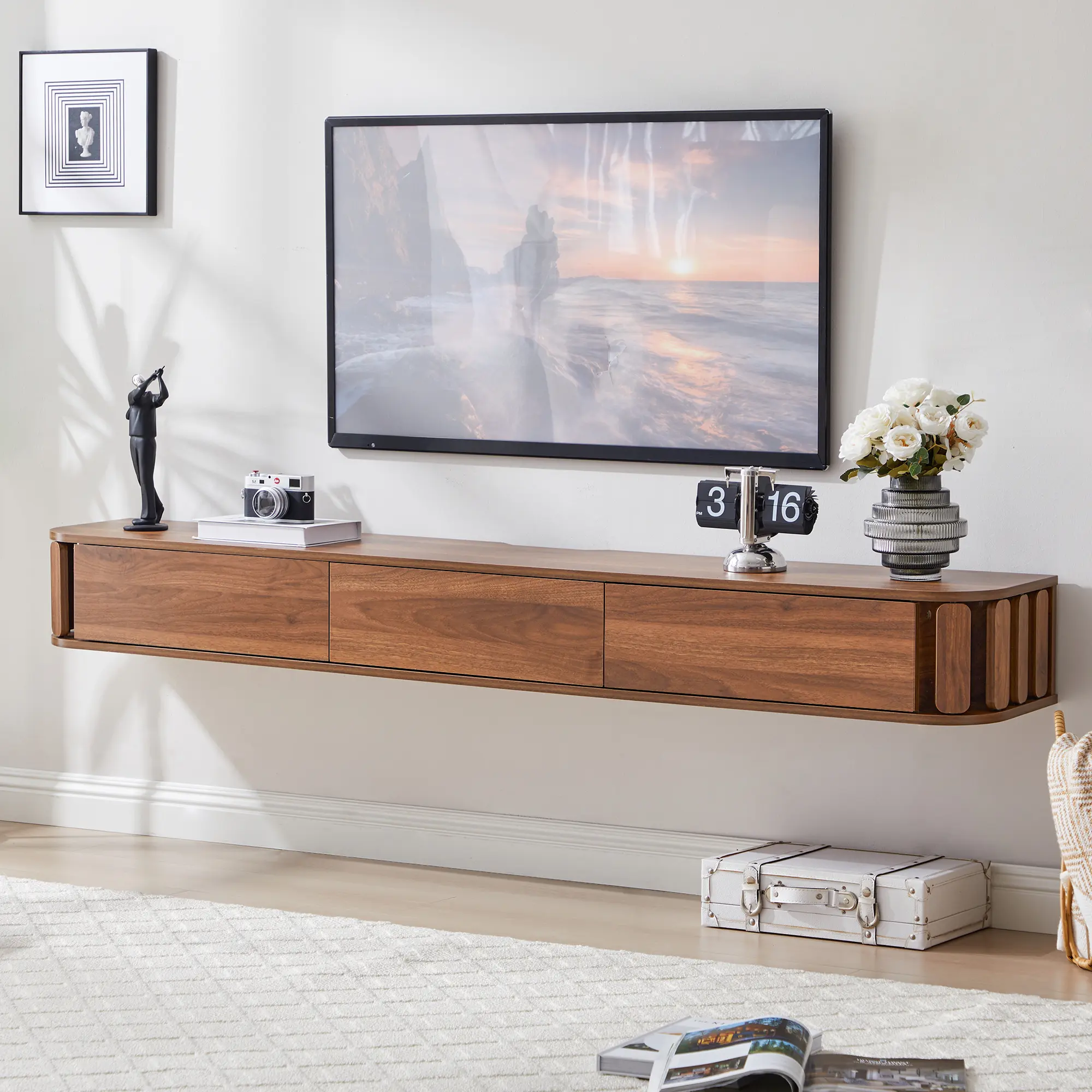 FurSch 71" Floating Wall-Mounted TV Stand with Drawer, Sleek Modern Entertainment Console for Living Room & Bedroom Storage