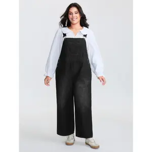 【Summer Turn-Up】BlOOMCHIC Plus Size Cotton Denim Adjustable Strap Pocketed Jumpsuit [M-6X] 2026 Summer Pick for Mother's Day