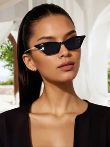 1pc Women's Semi-Metal Cat Eye Small Frame Vintage Elegant Glasses, Chic Minimalist Daily Wear for Outdoor Travel & Street Style