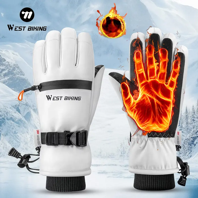 WEST BIKING Winter Cycling Gloves.Waterproof Thermal Touch Screen Windproof Thickened Warm 3M Cotton Gloves for Skiing Cycling Outdoor Activities