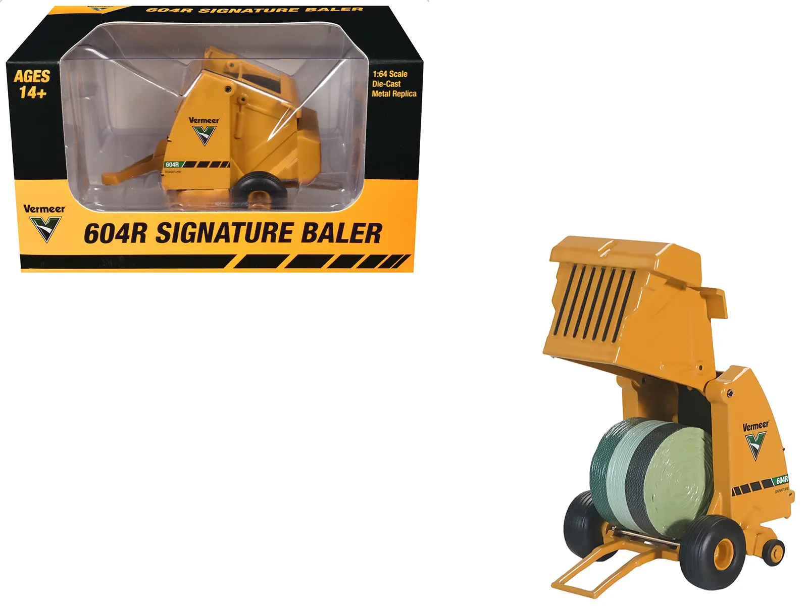Vermeer 604R Signature Baler Yellow with Bale 1/64 Diecast Model by SpecCast