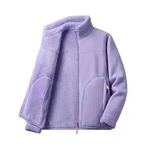 Women's Winter Windproof Jacket with Coral Fleece Lining & Stand Collar - Full-Zip Outdoor Sport Coat, Machine Washable Thick Insulated Shell for Skiing, Snowboarding, Hiking - Soft Warm Casual Winter Jacket, Thermal Fleece Jacket for Women