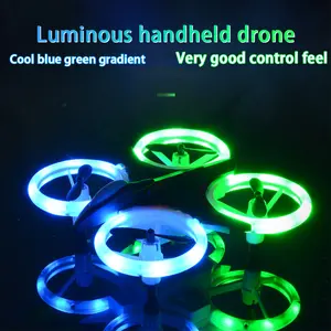 12.5cm Mini LED Light Drone for Kids 360° Flip Altitude Hold RC Quadcopter Cool Blue Green Glow Portable Mini Aircraft Toy LED Glow Mini Drone Portable RC Quadcopter Kids Flying Toy