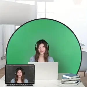 Live Streaming Props Background Frame Green Screen, Studio Circular Green Screen, Suitable for Live Streaming Photography, Photography, Esports Games, Live Streaming Speeches, Corporate Meetings, Home Office, Etc