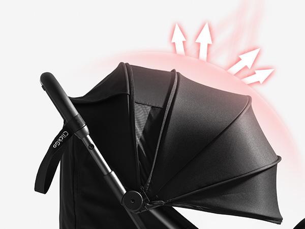 Momcozy ClickGo Lightweight Stroller, Compact Travel Stroller for Airplane with One-Click Fold, Baby Stroller and Toddler Stroller with Large Canopy for Kids from 6 Months to 50 Lbs