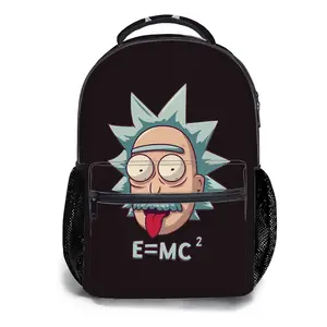 Shoulders Bag Student Schoolbag Childrens Schoolbag High Quality Schoolbag Gift For Anime Rick And Morty Cartoon Print Durable Fabric Mesh Side Pockets Front Zipper Pocket For Students Daily Use