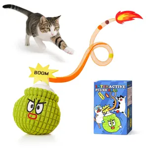 Potaroma Interactive Cat Toy with Motion Sensor, Chirping Sound – Funny Grenade Design with Mesh Tail, Rechargeable Smart Rolling Ball for Bored Indoor Kittens & Adult Cats 3 Inches