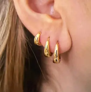 AMICON 3 Pairs of Gold Hoop Earrings, 14K Gold Plated Earrings Stacked Earrings Small Hoop Earrings for Women's Jewelry Gift Fashion Jewelry set