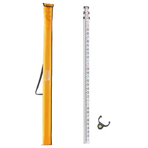 VEVOR Aluminum Grade Rod, 9-Feet/10ths 3 Sections Telescopic Measuring Rod, Double-Sided Scale 1/10ft Leveling Rod Stick, Aluminum Alloy Survey Rod with Bubble LevelCarrying Bag for Houses, Walls, Floors