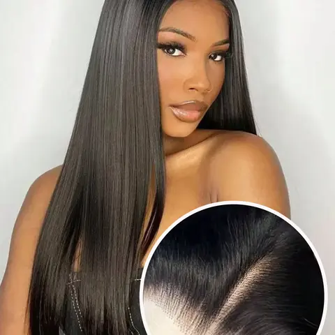 26 Inch Long Silky Straight Black Wig, 13x4 Lace Front Wig, Hand-Tied Natural Hairline, Heat Resistant Synthetic Hair, Natural Look, Frontal Lace for Women, Daily Wear Cosplay Party Wigs, Natural Looking Wigs, Synthetic Smooth Wig