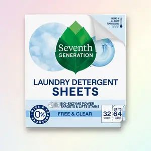 Seventh Generation Laundry Detergent Sheets Free & Clear 32ct - Plastic-Free Laundry Sheets, Free & Clear, 32ct, Eco-Friendly, Compostable