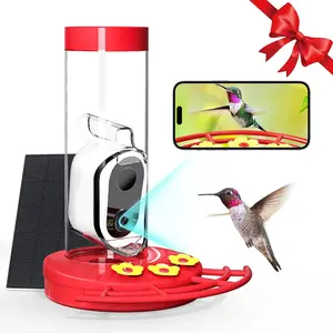 TT Nature Hummingbird Feeder with Camera Solar Powered, AI Identify Cloud Storage Instant Notification, CCPA Data Protection, Outdoor Hanging, Idea Gift for Family Friends (20 Ounces)