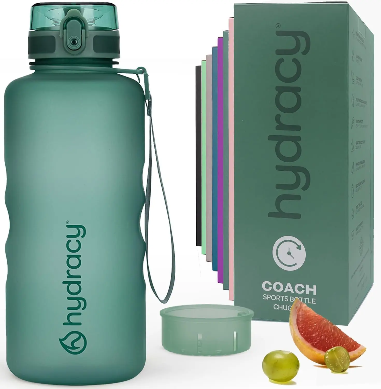 Motivational Water Bottle with Time Marker & Fruit Infuser 64 oz | BPA-Free Tritan, Leakproof Flip-Top Lid,No-Sweat Sleeve,Carry Strap,Daily Intake Tracking for Gym,Sports,Outdoors Gift